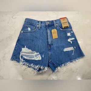 Levi's Blue Distressed Jean Shorts